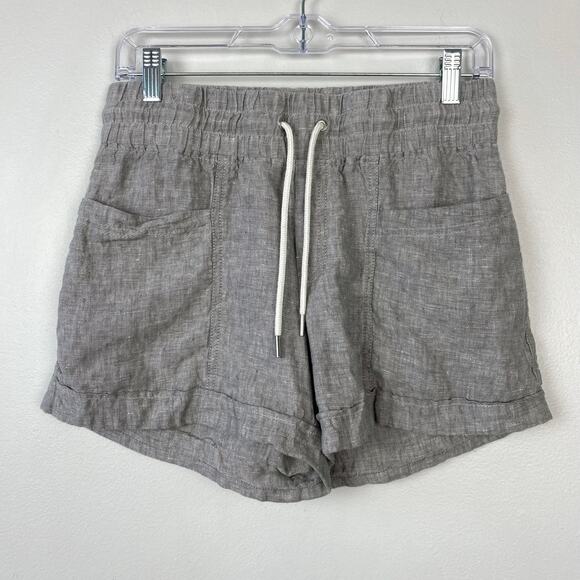 Athleta Cabo Linen 4" Short 100% Linen Gray Pockets Drawstring Travel Size 2 - Picture 2 of 9